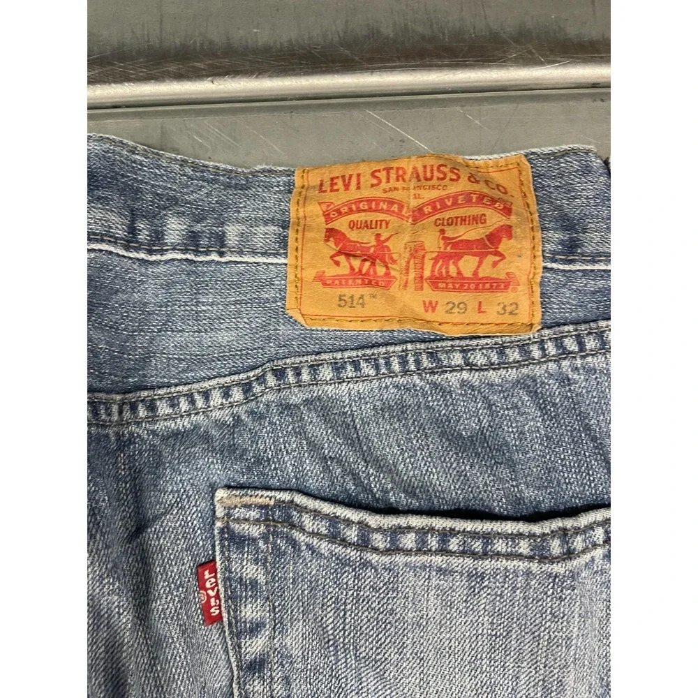 Levis 514 Jeans Mens 29X32 Blue Medium/Light Wash Denim Straight Leg 100% Cotton
